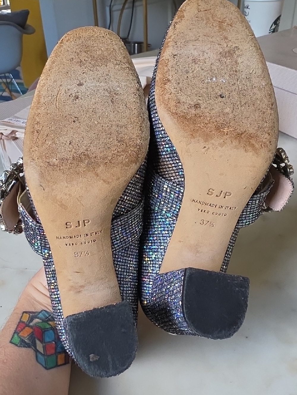 SJP By Sarah Jessica Parker Women's Celine Embellished Block Heel Pumps Size 7.5 - Picture 7 of 8